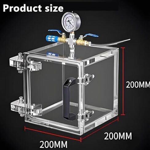 Vacuum Degassing Chamber, Clear Degassing Box Kit w/Pressure Gauge, 2-Way Valve, High Transparency Acrylic, Rapid Ventilation, Strong Sealing,for Factory in Saudi Arabia