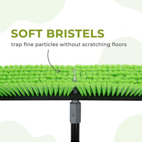 ذراع دفع للمتجر الداخلي والجراج مقاس 18 بوصة بشعيرات ناعمة، ومكنسة فرشاة شديدة التحمل بمقبض طويل مقاس 59 بوصة لتنظيف الأرضيات التجارية والسكنية in Kuwait