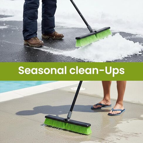 ذراع دفع للمتجر الداخلي والجراج مقاس 18 بوصة بشعيرات ناعمة، ومكنسة فرشاة شديدة التحمل بمقبض طويل مقاس 59 بوصة لتنظيف الأرضيات التجارية والسكنية in Kuwait