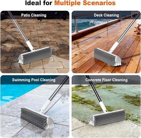 Floor Scrub Brush with Long Handle, Heavy-Duty Tile and Shower Grout Brush Stiff, Professional Grout Cleaner for Bathroom, Kitchen, Floor, Tile Brush Concrete Surfaces in Kuwait