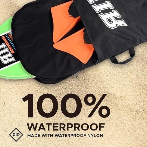 RIP BODYBOARDS - حقيبة متينة من النايلون - أسود، غطاء واقٍ، نقل مريح، زعانف، بدلة غطس، تخزين الشمع، ملحقات الشاطئ، معدات الرياضات المائية، نمط حقيبة الظهر، هيكل عالي التحمل in Saudi Arabia