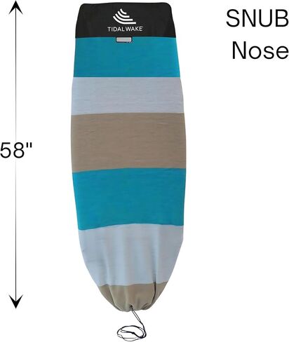 Tidal Wake TAG-IT –58" Snub Nose Surf & Wake Board Sock - Soft Wakesurf/Wakeboard Bag with Built-in Name Tab, Customizable Wake Surfboard/Wakeboard Cover Protects Your Board Teal-Cream-Taupe in Kuwait