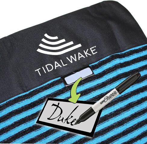 Tidal Wake TAG-IT –58" Snub Nose Surf & Wake Board Sock - Soft Wakesurf/Wakeboard Bag with Built-in Name Tab, Customizable Wake Surfboard/Wakeboard Cover Protects Your Board Teal-Cream-Taupe in Kuwait