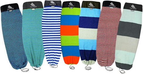 Tidal Wake TAG-IT –58" Snub Nose Surf & Wake Board Sock - Soft Wakesurf/Wakeboard Bag with Built-in Name Tab, Customizable Wake Surfboard/Wakeboard Cover Protects Your Board Teal-Cream-Taupe in Kuwait