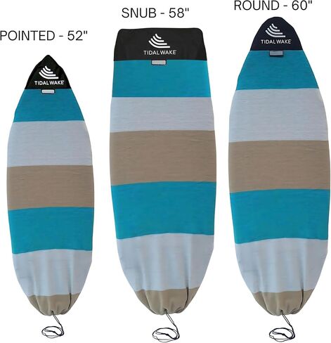 Tidal Wake TAG-IT –58" Snub Nose Surf & Wake Board Sock - Soft Wakesurf/Wakeboard Bag with Built-in Name Tab, Customizable Wake Surfboard/Wakeboard Cover Protects Your Board Teal-Cream-Taupe in Kuwait