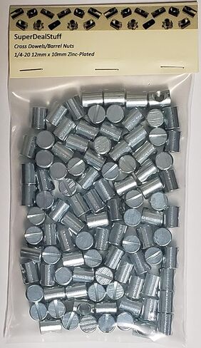 (100) مسامير متقاطعة/صواميل أسطوانية - 1/4-20 12 مم × 10 مم CNC مطلي بالزنك in Kuwait