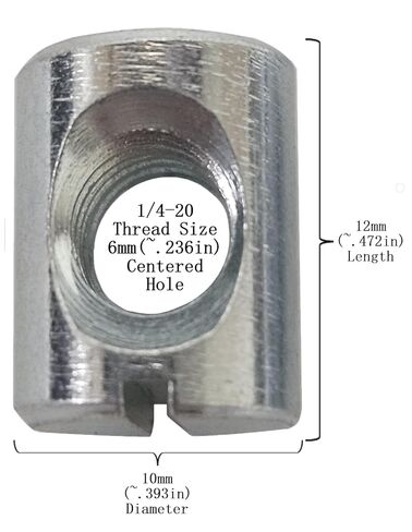 (100) مسامير متقاطعة/صواميل أسطوانية - 1/4-20 12 مم × 10 مم CNC مطلي بالزنك in Kuwait