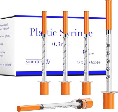 100 Pack U-100 0.3ml Lab Syringe, 31G 1/4 Inch (0,25 x 6mm) Disposable Syringes Supplies, Individually Wrapped in Kuwait
