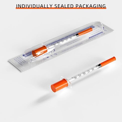 100 Pack U-100 0.3ml Lab Syringe, 31G 1/4 Inch (0,25 x 6mm) Disposable Syringes Supplies, Individually Wrapped in Kuwait