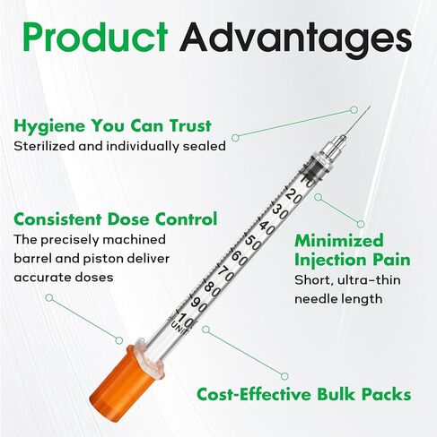 1ml 31 Gauge 5/16 Inch 8mm Syringe, Individually Packed , 50PACK in Kuwait