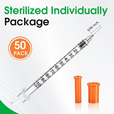 1ml 31 Gauge 5/16 Inch 8mm Syringe, Individually Packed , 50PACK in Kuwait