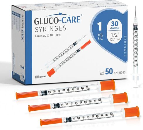 1ml /cc Syringes 30G x 1/2’’ (12.7mm), Orange Cap, Box of 50 pcs in Kuwait