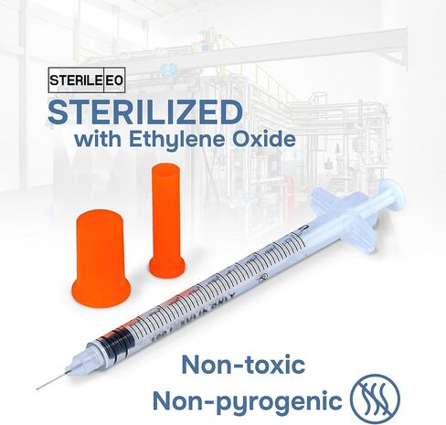 1ml /cc Syringes 30G x 1/2’’ (12.7mm), Orange Cap, Box of 50 pcs in Kuwait
