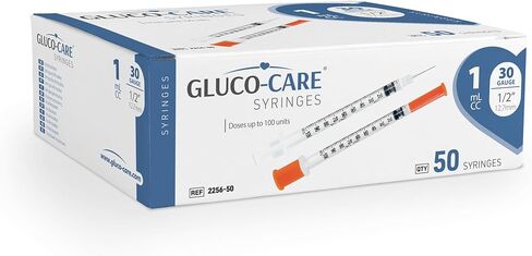 1ml /cc Syringes 30G x 1/2’’ (12.7mm), Orange Cap, Box of 50 pcs in Kuwait