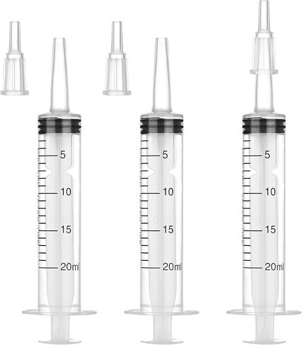 60mL Plastic Syringe for Liquid - 3 Pack Large Syringes with Adapter for Scientific Labs, Feeding, Oil Filling, Individually Wrapped in Kuwait