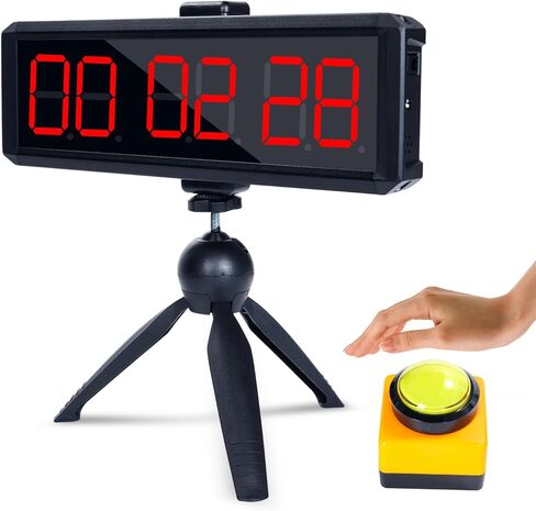ساعة توقيت كبيرة مع زر تشغيل/إيقاف، مؤقت رقمي LED مع حامل، زر ضغط 360 درجة، ساعة توقيت لدورة العوائق، ساعة لياقة بدنية لصالة الألعاب الرياضية المنزلية، مؤقت فاصل للتمرين (1.5 أحمر) in Kuwait