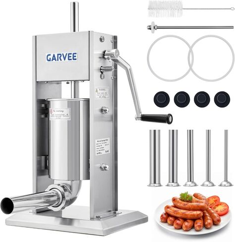 Premium Vertical Sausage Stuffer Machine 5L with 5 Stainless Steel Stuffing Tubes, Detachable Parts for Easy Cleaning, Commercial and Home Use in Kuwait