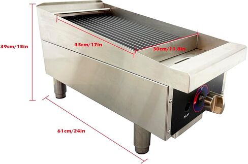 TECHTONGDA 12" Commercial Gas Charbroiler Smokeless Broiler Grilled Steak Machine Natural Gas Cast Iron Grates BBQ Broiler in Saudi Arabia
