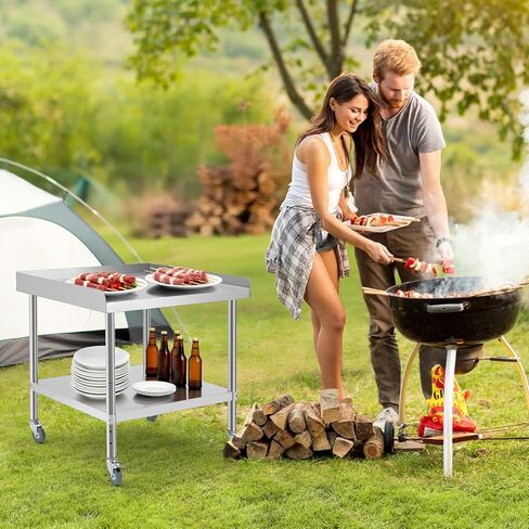 Stainless Steel Table, Heavy-Duty Prep Table with Removable Backsplash for Versatile Workspaces,Versatile Commercial Worktable with 4 Wheels for Kitchens & Restaurants,36 * 30 * 30 in in Saudi Arabia