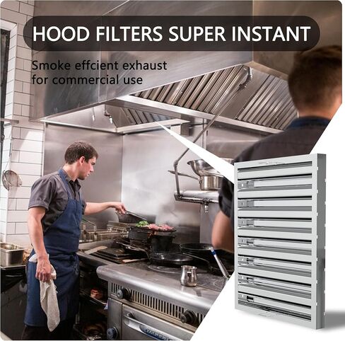 Stainless Steel Commercial Kitchen Hood Filter, Range Hood Baffle Grease Filter for Restaurant Exhaust Hoods, UL/NSF Listed, 24.5W x 19.5H Inch 7 Grooves Hood Filters（5 Pack） in Saudi Arabia