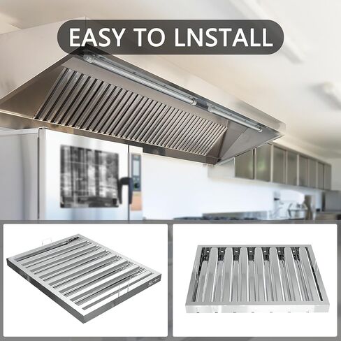 Stainless Steel Commercial Kitchen Hood Filter, Range Hood Baffle Grease Filter for Restaurant Exhaust Hoods, UL/NSF Listed, 24.5W x 19.5H Inch 7 Grooves Hood Filters（5 Pack） in Saudi Arabia