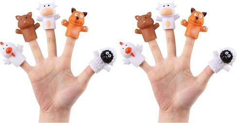CCINEE 5pcs Finger Puppets Set for Kids, Mini Rubber Animals Puppets Figures Toys Assortment for Toddlers Girls Boys Baby Shower Schools Party Favors in Kuwait