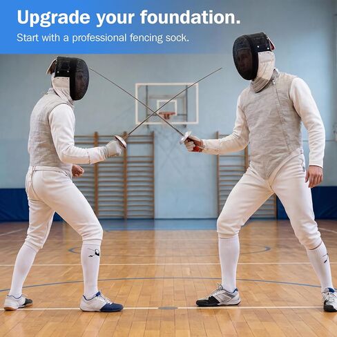 10 Pairs Fencing Socks for Epee and Foil White Cotton Knee High Socks Comfortable Support Athletic Stockings with Reinforced Foot Protection for Men Youth in Kuwait