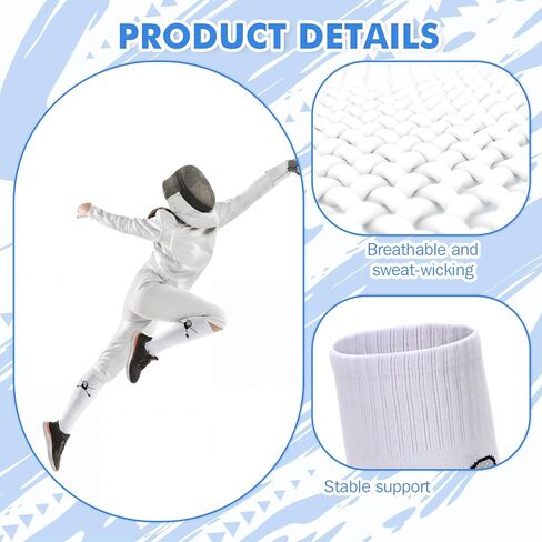 10 Pairs Fencing Socks for Epee and Foil White Cotton Knee High Socks Comfortable Support Athletic Stockings with Reinforced Foot Protection for Men Youth in Kuwait