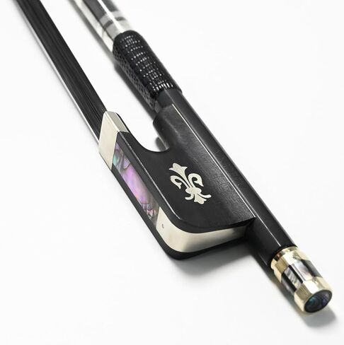 4/4 Carbon Fiber Cello Bow, Black Horsehair Handmade Cello Bow, Well Balanced with Ebony Fleur-de-Lis Frog for All Skill Levels in Saudi Arabia