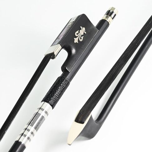 4/4 Carbon Fiber Cello Bow, Black Horsehair Handmade Cello Bow, Well Balanced with Ebony Fleur-de-Lis Frog for All Skill Levels in Saudi Arabia