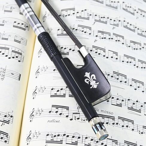 4/4 Carbon Fiber Cello Bow, Black Horsehair Handmade Cello Bow, Well Balanced with Ebony Fleur-de-Lis Frog for All Skill Levels in Saudi Arabia