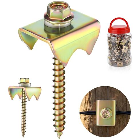 170 Pcs 2 Inch Fence Staples for Wire Reusable Barbed Fence Fasteners Nails with Storage Bucket for Mesh and Woven Fencing, Metal Grid, Softwood, Quick Installation with Electric Drill in Kuwait