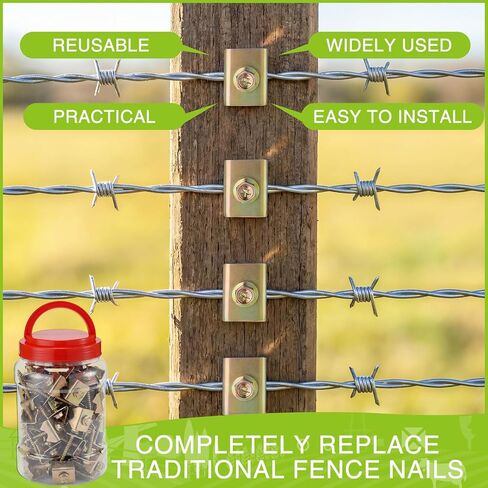 170 Pcs 2 Inch Fence Staples for Wire Reusable Barbed Fence Fasteners Nails with Storage Bucket for Mesh and Woven Fencing, Metal Grid, Softwood, Quick Installation with Electric Drill in Kuwait
