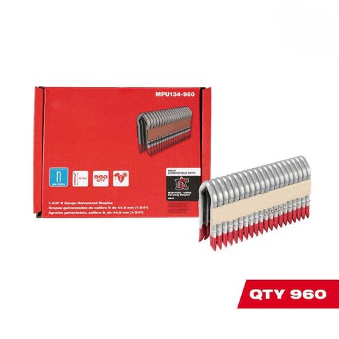 MPU134-960 لميلووكي 1.75 بوصة 9 دبابيس سياج مجلفنة مقاس 9، دبابيس بندقية أساسية، دباسة تاج لاسلكية - 960 قطعة in Kuwait