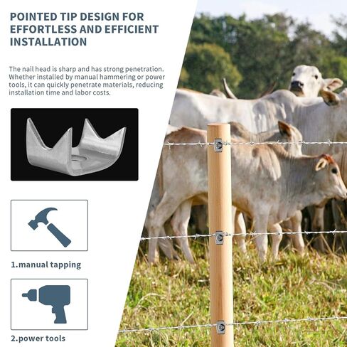 دبابيس سياج شائكة قابلة لإعادة الاستخدام، 50 قطعة من مثبتات السياج لسياج الأسلاك، مشابك سياج الأسلاك، مسامير سياج للأخشاب الناعمة، متوافقة مع الشبكة المعدنية in Kuwait