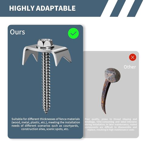 دبابيس سياج شائكة قابلة لإعادة الاستخدام، 50 قطعة من مثبتات السياج لسياج الأسلاك، مشابك سياج الأسلاك، مسامير سياج للأخشاب الناعمة، متوافقة مع الشبكة المعدنية in Kuwait