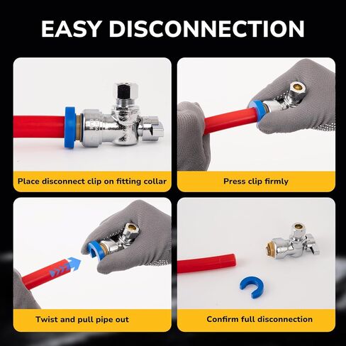 Tee Stop Valve, 1/2" PTC x 1/2" PTC x 1/4" OD Compression, Push to Connect Brass Plumbing Fitting for PEX, Copper, CPVC Pipe, Quarter-Turn Shut Off Water Valve Disconnect Clip in Kuwait