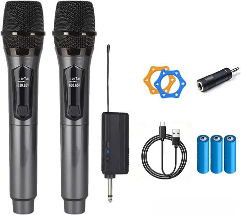 Wireless Karaoke Microphone, 8-Hour Battery Handheld Mic with Recharging Receiver & 3.5mm Adapter, Gray - for Singing, Parties, Home Music Entertainment in Kuwait