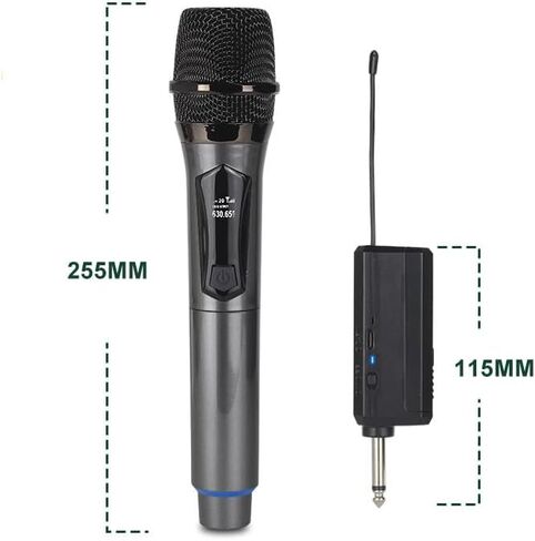 Wireless Karaoke Microphone, 8-Hour Battery Handheld Mic with Recharging Receiver & 3.5mm Adapter, Gray - for Singing, Parties, Home Music Entertainment in Kuwait