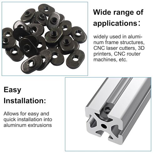 25Pcs 1/4"-20 Centered Hole Sliding T-Nuts for 10 Series Aluminum Extrusions, T Slot Accessories in Saudi Arabia