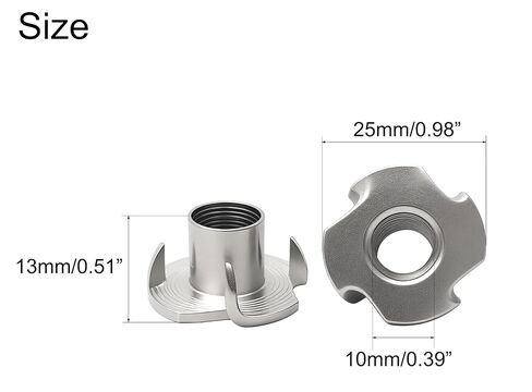 NACX M10 T-Nuts, 304 Stainless Steel Tee Nut, 4 Prong Tee Blind Nuts for Wood and Furniture, 10PCS in Saudi Arabia