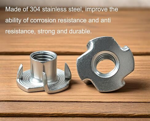 NACX M10 T-Nuts, 304 Stainless Steel Tee Nut, 4 Prong Tee Blind Nuts for Wood and Furniture, 10PCS in Saudi Arabia