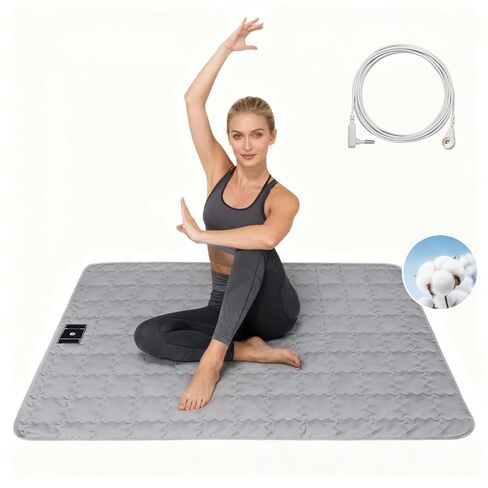 Grounding Mat for Bed Cotton Grounding Pad Silver Fiber Earth Connected Mat with 15ft Grounding Cord for Enhance Sleep Stress Relief Gray 23.6×34.1 Inch in Kuwait