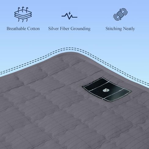 Grounding Mat for Bed Cotton Grounding Pad Silver Fiber Earth Connected Mat with 15ft Grounding Cord for Enhance Sleep Stress Relief Gray 23.6×34.1 Inch in Kuwait