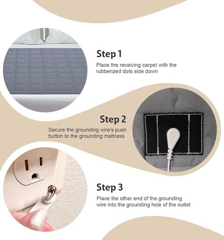 Grounding Mat for Bed Cotton Grounding Pad Silver Fiber Earth Connected Mat with 15ft Grounding Cord for Enhance Sleep Stress Relief Gray 23.6×34.1 Inch in Kuwait