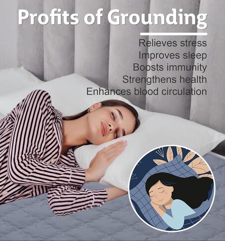 Grounding Mat for Bed Cotton Grounding Pad Silver Fiber Earth Connected Mat with 15ft Grounding Cord for Enhance Sleep Stress Relief Gray 23.6×34.1 Inch in Kuwait