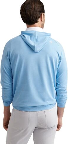 PETER MILLAR Men's Pine Sugar Stripe Performance Hoodie, Evening Tide, Large in Kuwait