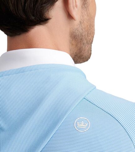 PETER MILLAR Men's Pine Sugar Stripe Performance Hoodie, Evening Tide, Large in Kuwait