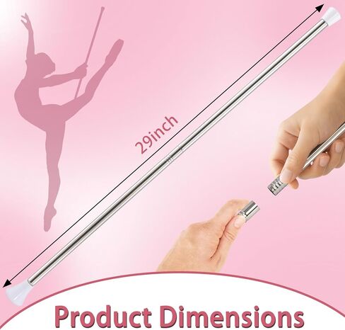 29 inch Twirling Baton,Baton Twirling for Teen and Kids Stainless Steel Material with 2 Dance Ribbons & Anti-Slip Strip Batons for Beginner in Kuwait