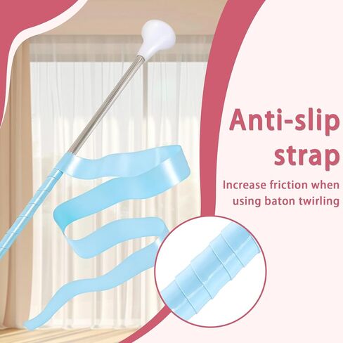 29 inch Twirling Baton,Baton Twirling for Teen and Kids Stainless Steel Material with 2 Dance Ribbons & Anti-Slip Strip Batons for Beginner in Kuwait
